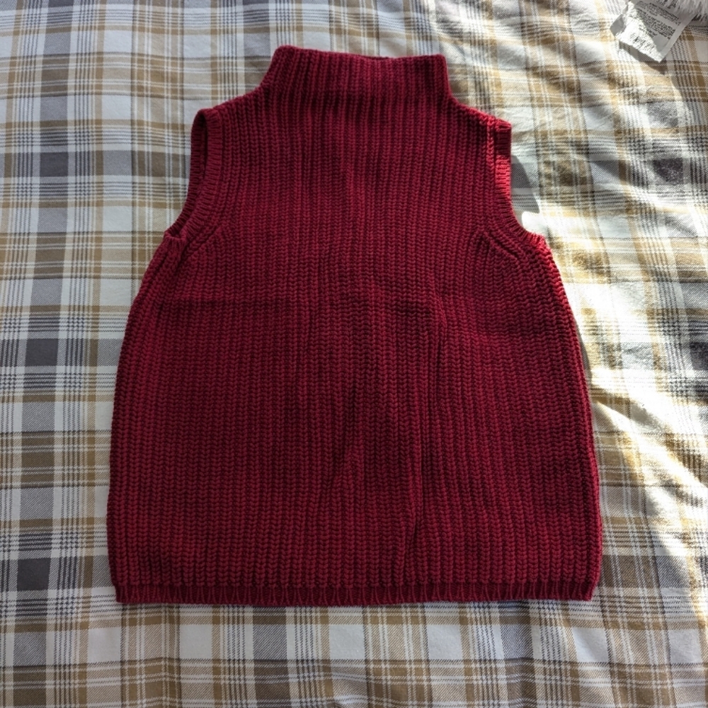 Red Sweater vest with Cozy Knit Fabric